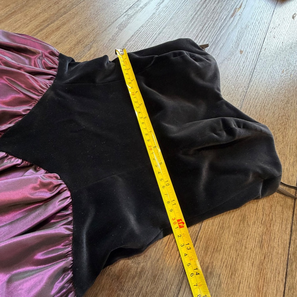 Laura Ashley Vintage 80s Strapless Velvet Taffeta Party Dress Black Purple - Picture 9 of 13